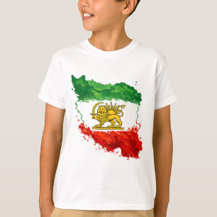 Camiseta Infantil Leão e Sol Persa Mapa do Irã p