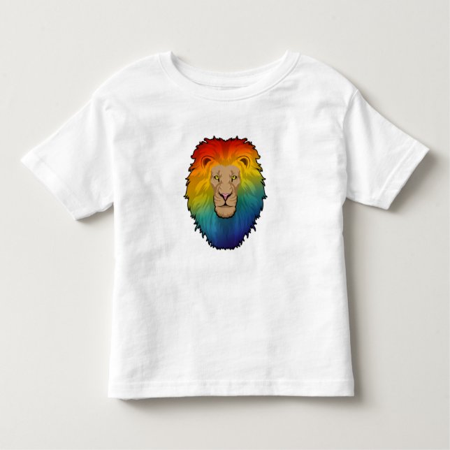 Camiseta Infantil Leão em cores arco-íris (Frente)