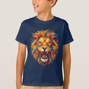 Camiseta Infantil Leão Feroz - Leão Geométrico Col