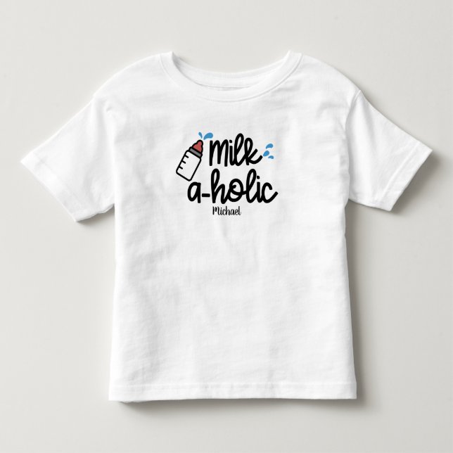 Camiseta Infantil Leche Personalizada aholic Divertido (Frente)