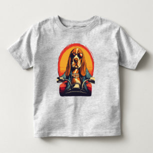 Camiseta Infantil Legal ciclista de basset no pôr do sol