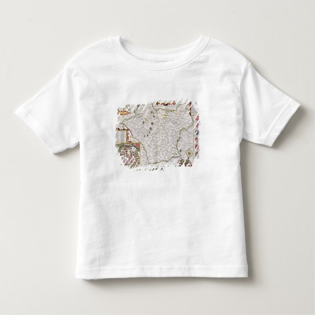 Camiseta Infantil Leicester, gravado por Jodocus Hondius (Frente)