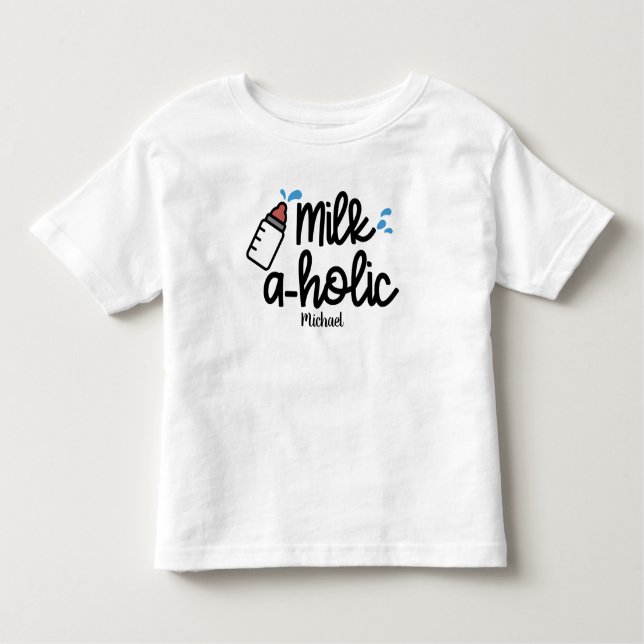 Camiseta Infantil Leite Personalizado aholic Engraçado (Frente)