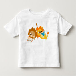 Camiseta Infantil Leitores de Leão de Cartoon bonitos