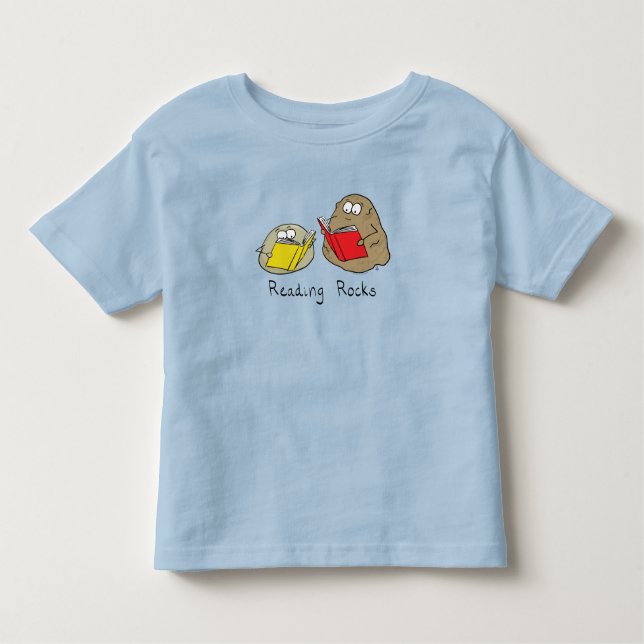 Camiseta Infantil Leitura de Rochas Engraçado Livro Criança de Crian (Frente)