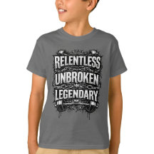 Camiseta infantil lendária implacável e inquebrant