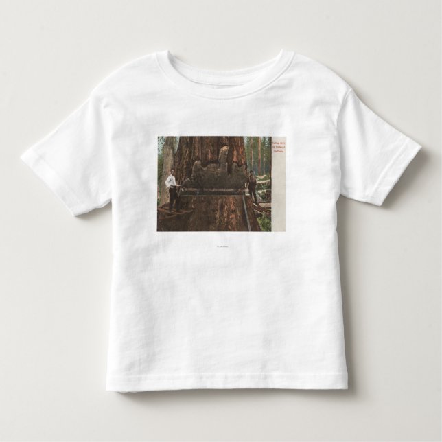 Camiseta Infantil Lenhador que reduzem uma árvore da sequóia (Frente)