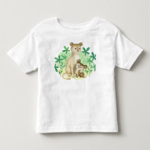 Camiseta Infantil LEOA E FILHOTE EM Aquarela FOFA