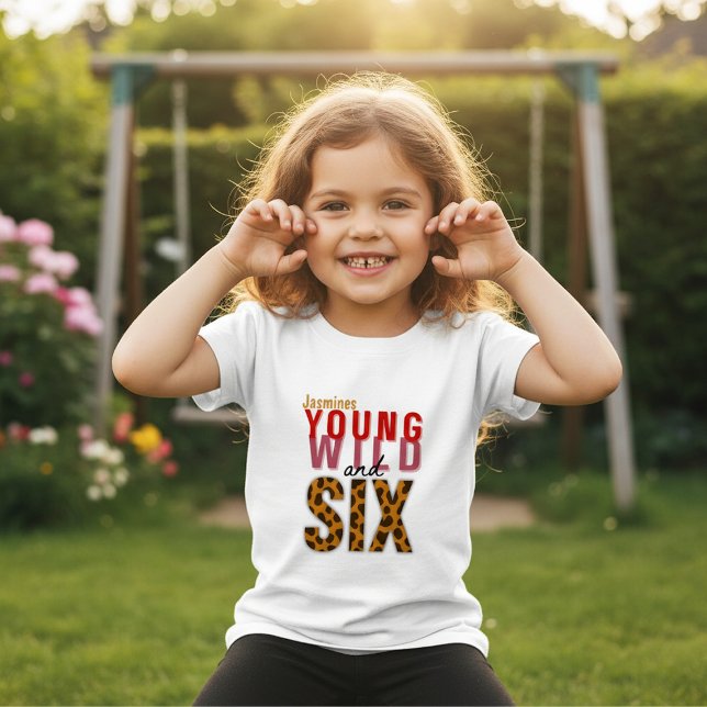 Camiseta Infantil Leopard Print Six Cheetah Birthday Outfit (Criador carregado)