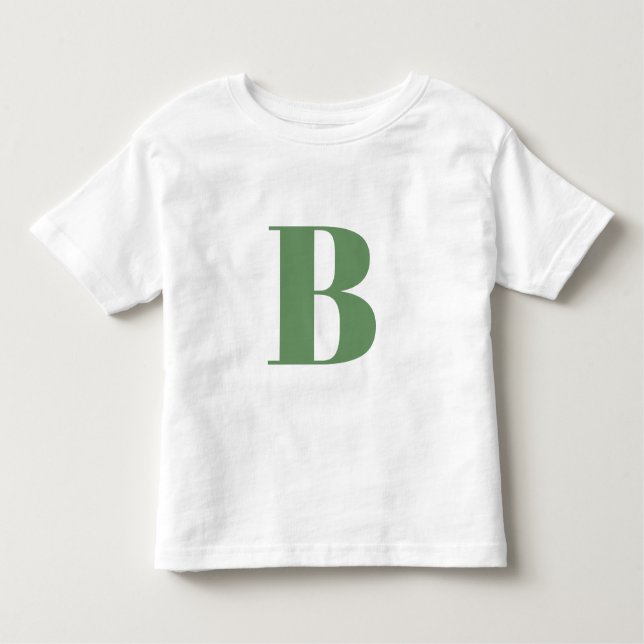 Camiseta Infantil Letra inicial | Monograma Modern Trendy Sage Green (Frente)