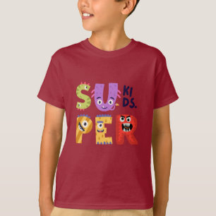 Camiseta Infantil Letras de Monstro Ilustrativas C