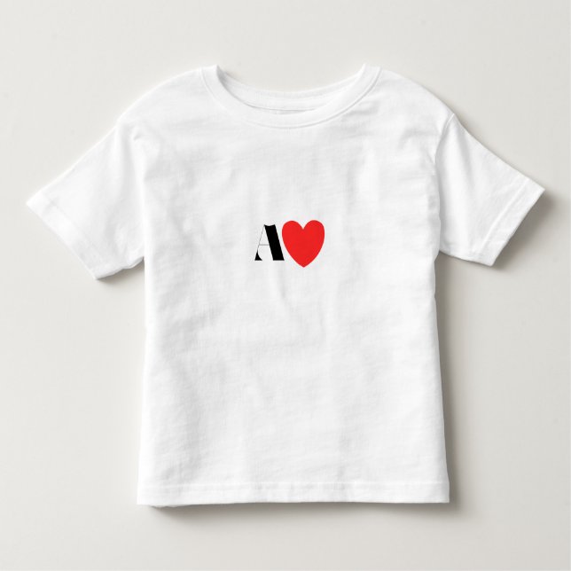 Camiseta Infantil Letter A Heart - Valentine Initial Love Design (Frente)