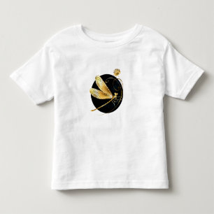 Camiseta Infantil libélula ouro em círculo preto