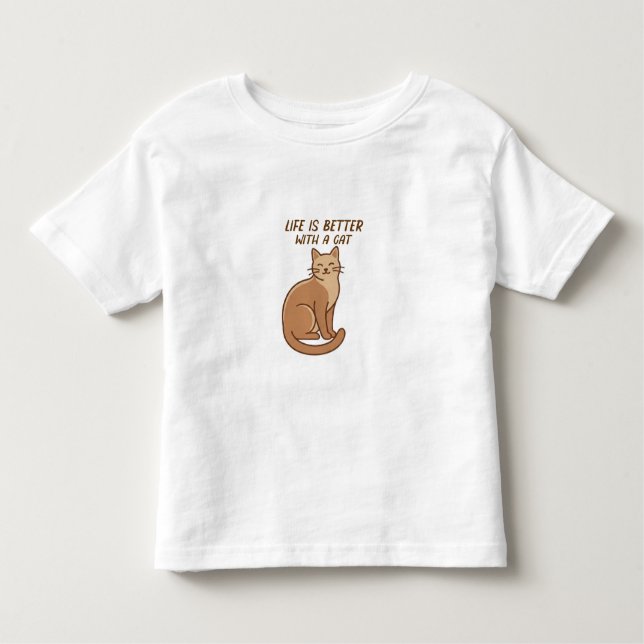 Camiseta Infantil Life Is Better With a Cat – Cute Cat Lover Design (Frente)