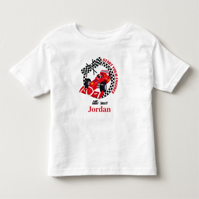 Camiseta Infantil Ligue Seus Motores Carro de Corrida Vermelho Anive (Frente)