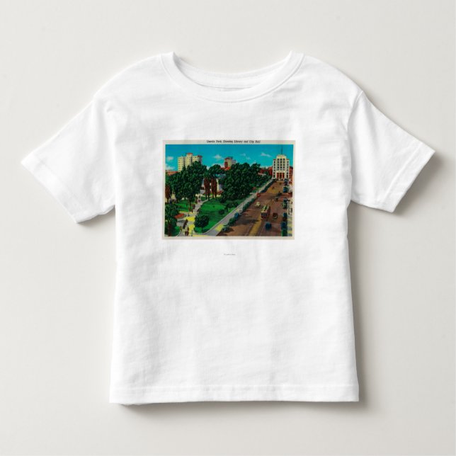 Camiseta Infantil Lincoln Park que mostra a biblioteca & a câmara (Frente)