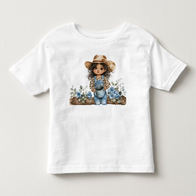 Camiseta Infantil Linda Cowgirl de Jeans 3  (Frente)