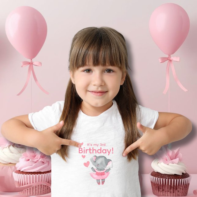 Camiseta Infantil Linda Elefante Bailarina É Meu Aniversário  (Criador carregado)