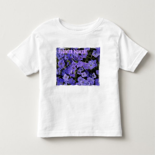 Camiseta Infantil Linda força azul violeta Petunias (Frente)