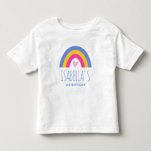 Camiseta Infantil Lindo Aniversário de 3 anos Arco-íris Nome Persona