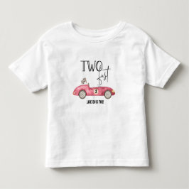 Camiseta Infantil Lindo carro de corrida Vermelho Rápido DOIS aniver