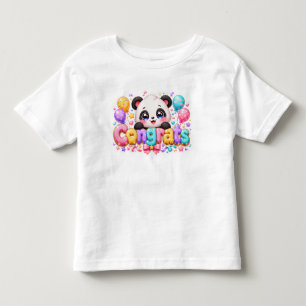 Camiseta Infantil Lindo Kawaii Parabéns Panda Nome Pastel Rosa Gradu