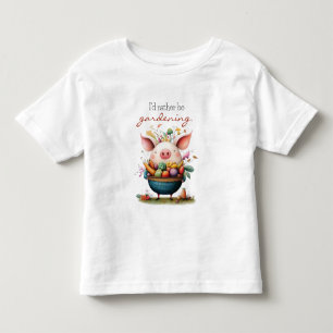 Camiseta Infantil Lindo Porco Caprichoso "Eu Preferiria Estar Jardin