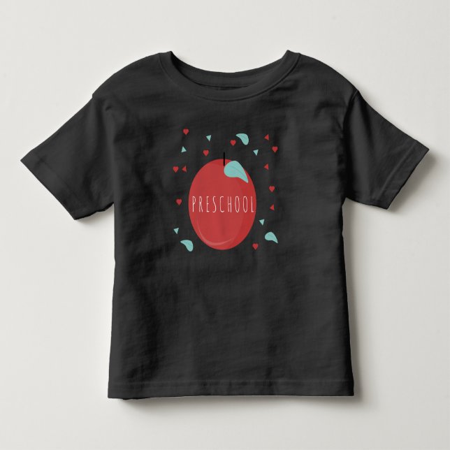 Camiseta Infantil Lindo pré-escolar volta às aulas Maçã (Frente)