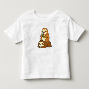 Camiseta Infantil Lindo Preguiça Comendo Banana no Preguiçoso Engraç