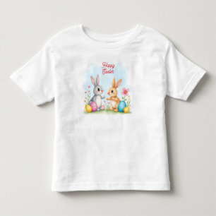 Camiseta Infantil Lindos Coelhos de Páscoa Bonitos Coleção Moderna