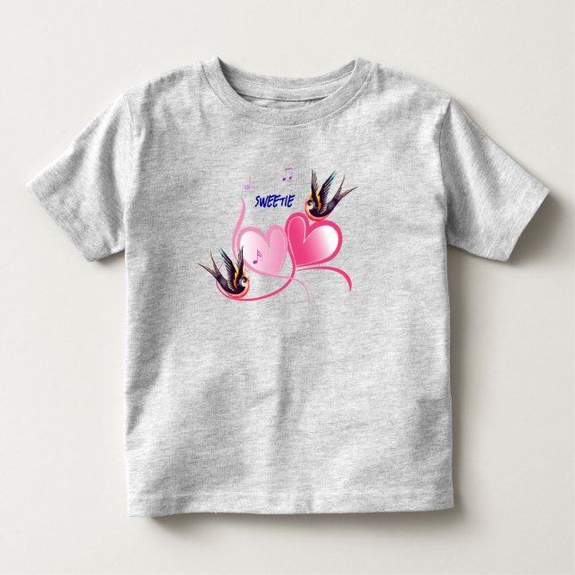 Camiseta Infantil Lindos Pássaros Coração Amor (Frente)