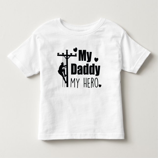 Camiseta Infantil Lineman Electric My Daddy My Hero (Frente)