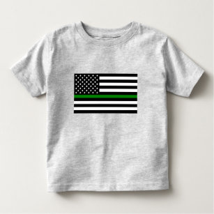 Camiseta Infantil Linha Verde fina - Bandeira Militar e Veteranos Am