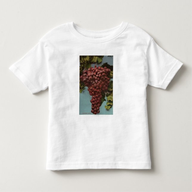 Camiseta Infantil Litografia de Chromo da fruta de uvas de (Frente)