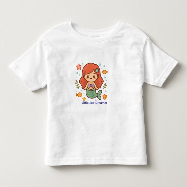 Camiseta Infantil Little Sea Dreamer Mermaid – Cute Toddler Girl T-S (Frente)