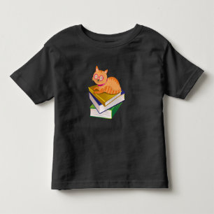 Camiseta Infantil Livros - Gato e Livros Presente para Amante de Liv
