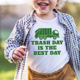 Camiseta Infantil Lixo do Caminhão de Lixo Verde Divertido Aniversár