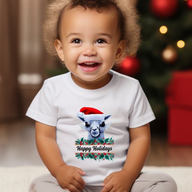 Camiseta Infantil Llama com Papai Noel (Criador carregado)