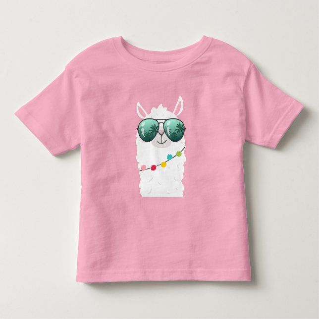 Camiseta Infantil Llama Rama Festa de aniversário T-Shirt Girl Alpac (Frente)
