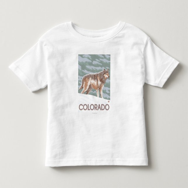 Camiseta Infantil Lobo cinzento StandingColorado (Frente)