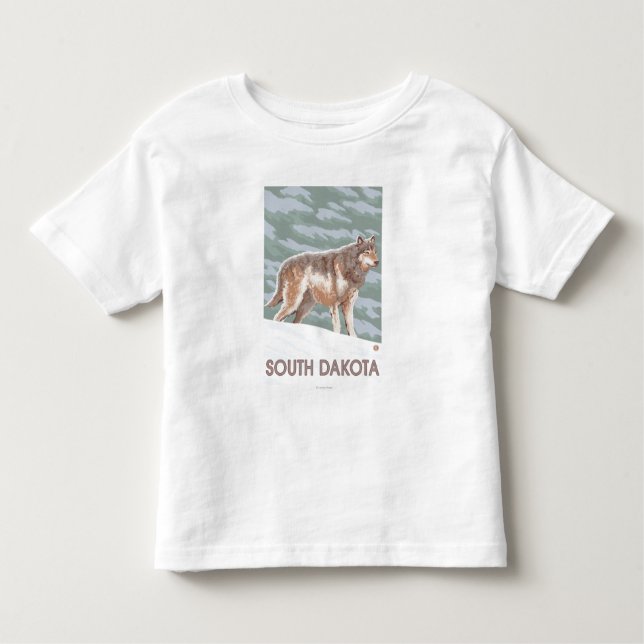 Camiseta Infantil Lobo cinzento StandingSouth Dakota (Frente)