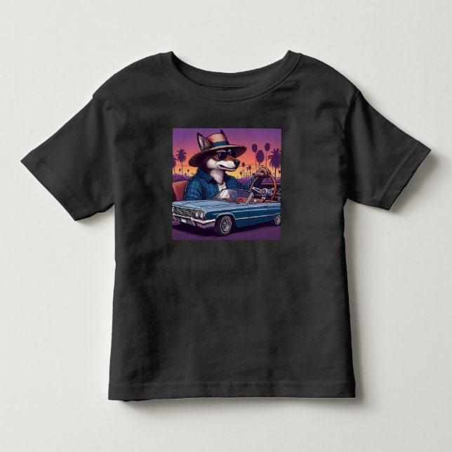 Camiseta Infantil Lobo Lowrider Wolfy (Frente)