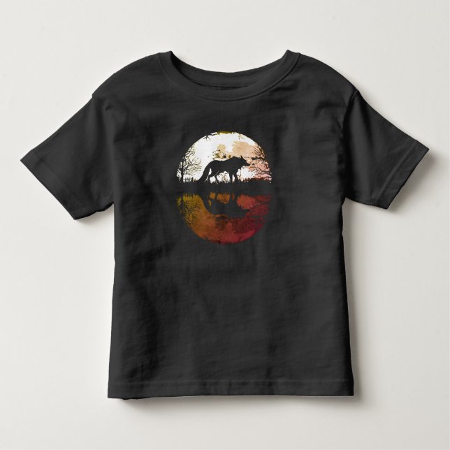 Camiseta Infantil Lobo Solitário Debaixo da Lua Cheia (Frente)