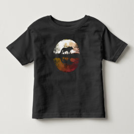 Camiseta Infantil Lobo Solitário sob a Lua Cheia