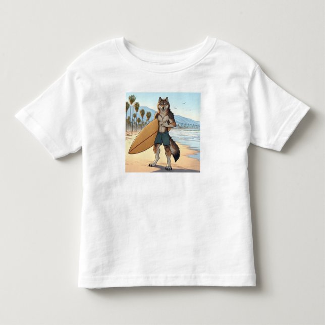 Camiseta Infantil Lobo Surfista   (Frente)