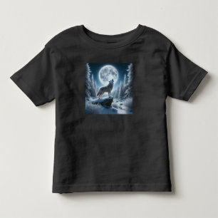 Camiseta Infantil Lobo Uivando No Inverno