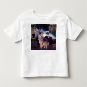 Camiseta Infantil Lobo uivando pelo universo