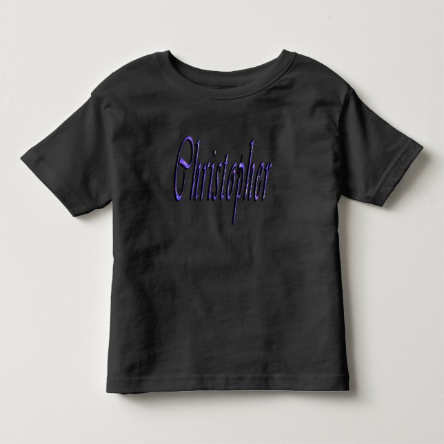 Camiseta Infantil Logotipo Azul do Nome Christopher (Frente)