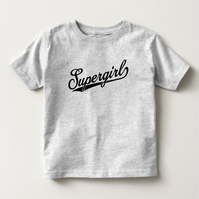 Camiseta Infantil Logotipo de nome completo da Supergirl Baseball (Frente)