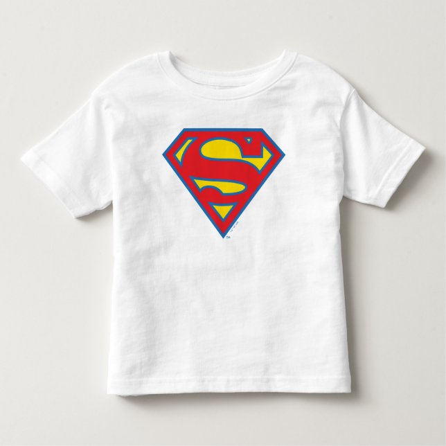 Camiseta Infantil Logotipo de Supergirl Clássico com Contorno Azul (Frente)